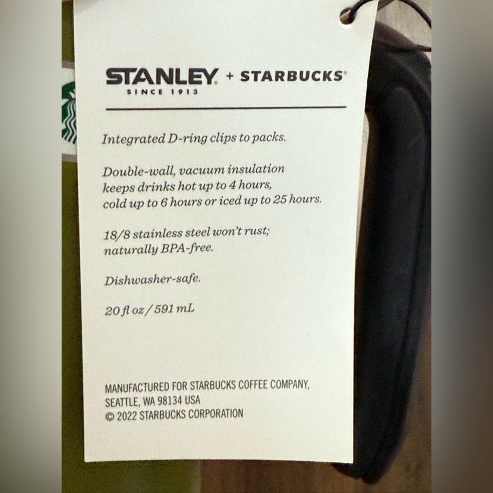 NWT Stanley x Starbucks Military Green Travel Mug - Picture 9 of 9